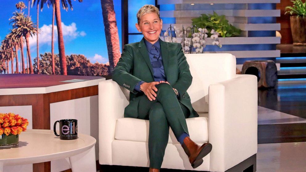 Ellen DeGeneres TV comeback hint - illustration of a TV talk show studio.